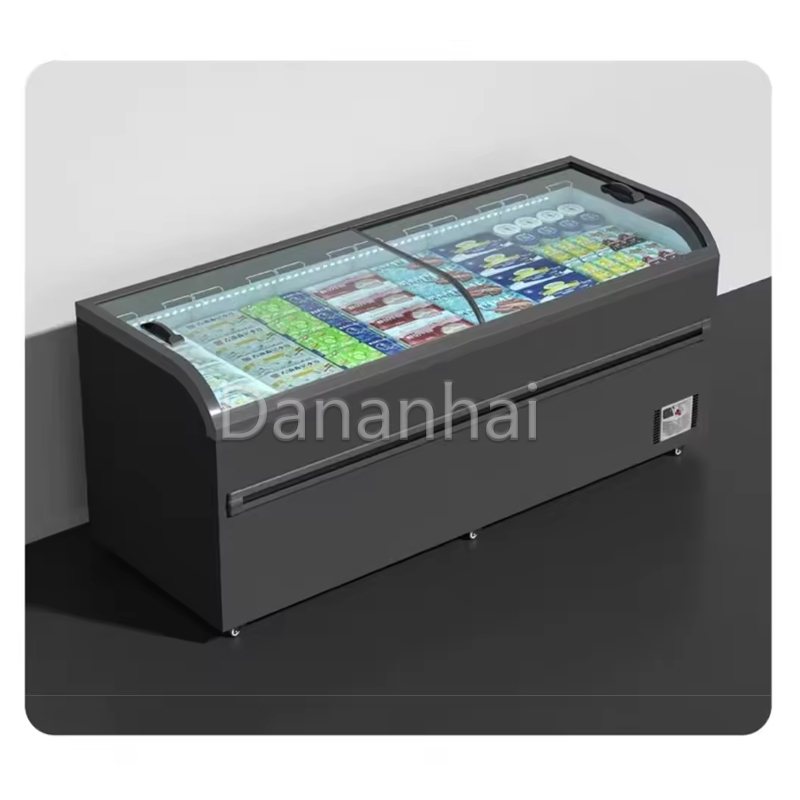 Commercial Chest Freezer - Congelatore a Vetrina Curva per Supermercati,