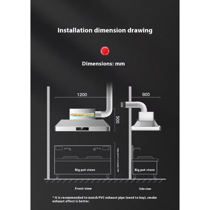 Range Commercial Kitchen - Cappa da Cucina Commerciale in Acciaio